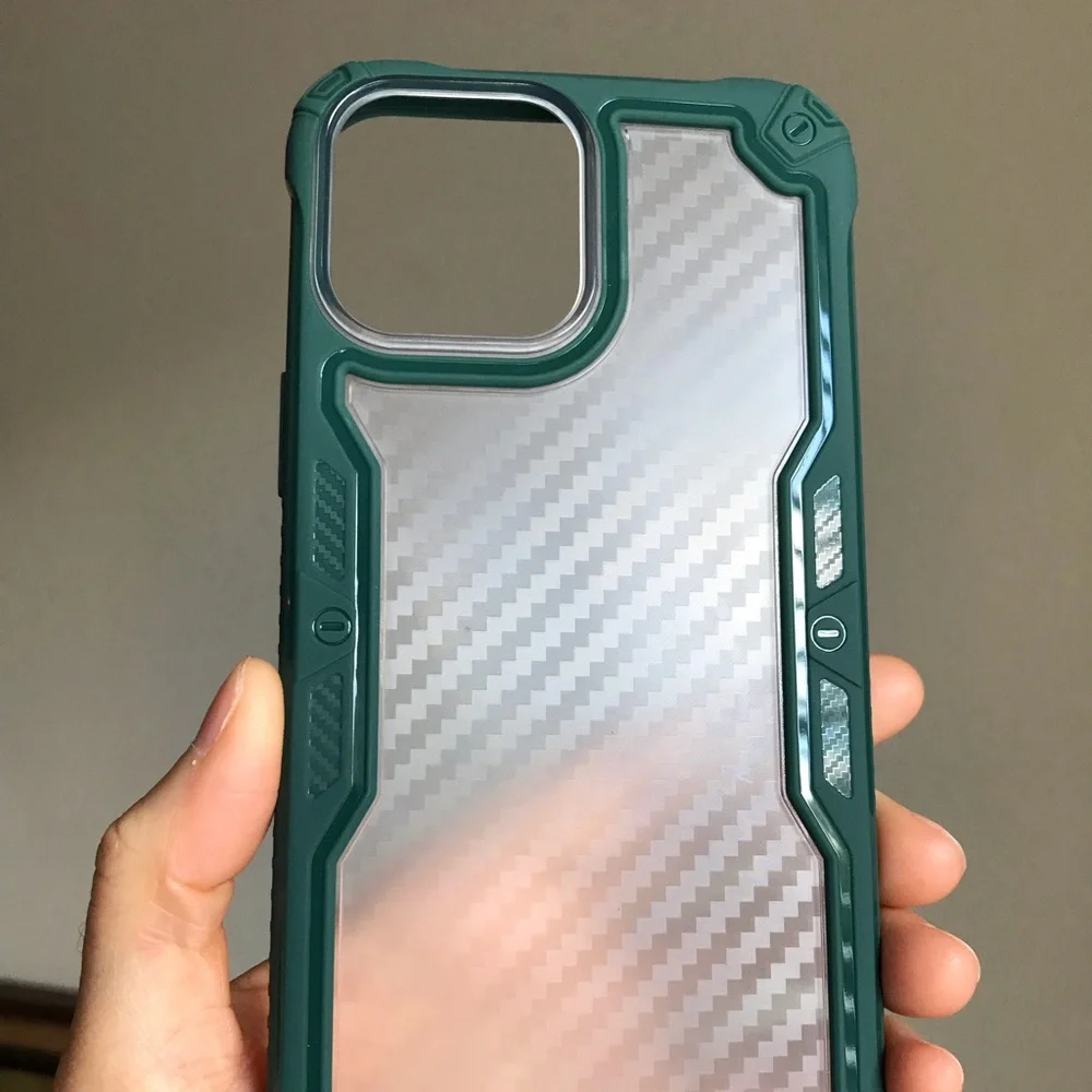 For iPhone 13 mini,13,13 PRO,13 PRO MAX phone case carbon fiber texture clear